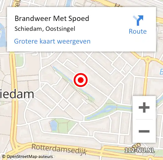 Locatie op kaart van de 112 melding: Brandweer Met Spoed Naar Schiedam, Oostsingel op 14 maart 2024 20:38