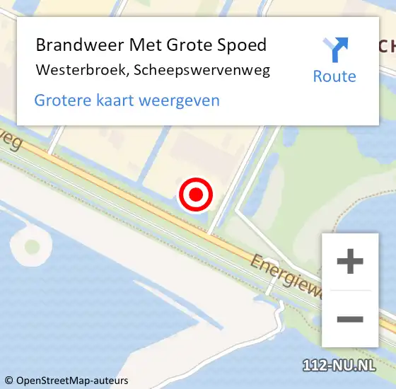 Locatie op kaart van de 112 melding: Brandweer Met Grote Spoed Naar Westerbroek, Scheepswervenweg op 29 september 2014 09:10