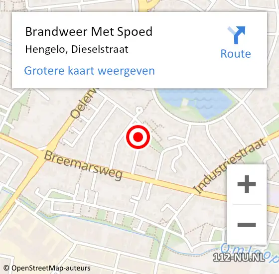 Locatie op kaart van de 112 melding: Brandweer Met Spoed Naar Hengelo, Dieselstraat op 14 maart 2024 22:17