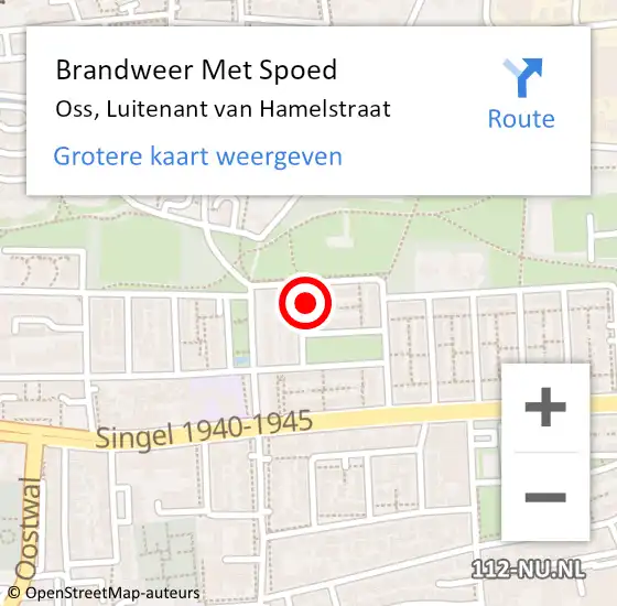 Locatie op kaart van de 112 melding: Brandweer Met Spoed Naar Oss, Luitenant van Hamelstraat op 14 maart 2024 22:45