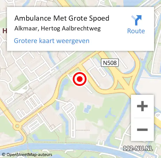 Locatie op kaart van de 112 melding: Ambulance Met Grote Spoed Naar Alkmaar, Hertog Aalbrechtweg op 14 maart 2024 22:48