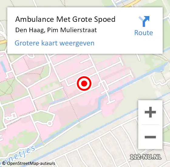 Locatie op kaart van de 112 melding: Ambulance Met Grote Spoed Naar Den Haag, Pim Mulierstraat op 14 maart 2024 23:06