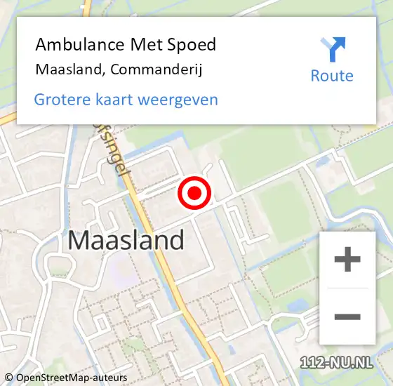 Locatie op kaart van de 112 melding: Ambulance Met Spoed Naar Maasland, Commanderij op 14 maart 2024 23:55