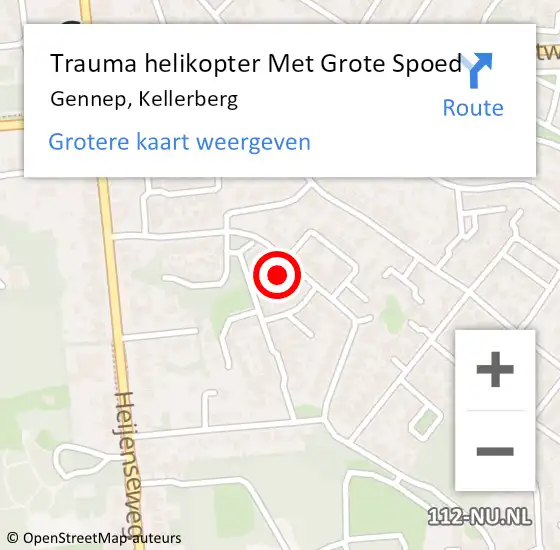 Locatie op kaart van de 112 melding: Trauma helikopter Met Grote Spoed Naar Gennep, Kellerberg op 14 maart 2024 23:55
