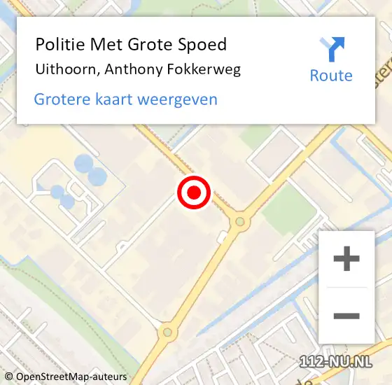Locatie op kaart van de 112 melding: Politie Met Grote Spoed Naar Uithoorn, Anthony Fokkerweg op 15 maart 2024 00:16