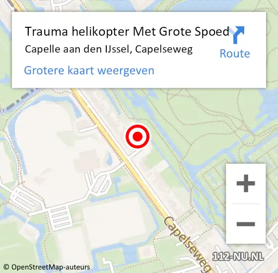 Locatie op kaart van de 112 melding: Trauma helikopter Met Grote Spoed Naar Capelle aan den IJssel, Capelseweg op 15 maart 2024 01:01