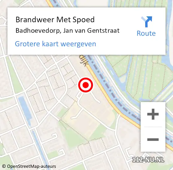 Locatie op kaart van de 112 melding: Brandweer Met Spoed Naar Badhoevedorp, Jan van Gentstraat op 15 maart 2024 01:06