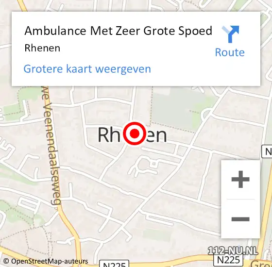 Locatie op kaart van de 112 melding: Ambulance Met Zeer Grote Spoed Naar Rhenen op 15 maart 2024 01:36