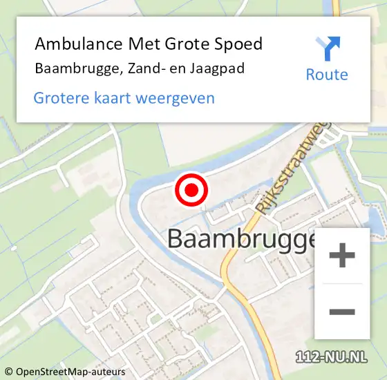 Locatie op kaart van de 112 melding: Ambulance Met Grote Spoed Naar Baambrugge, Zand- en Jaagpad op 15 maart 2024 02:07