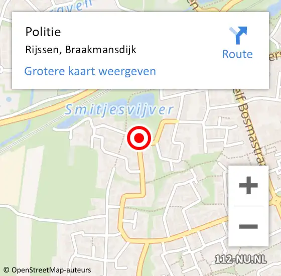 Locatie op kaart van de 112 melding: Politie Rijssen, Braakmansdijk op 15 maart 2024 02:14