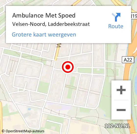 Locatie op kaart van de 112 melding: Ambulance Met Spoed Naar Velsen-Noord, Ladderbeekstraat op 15 maart 2024 02:36