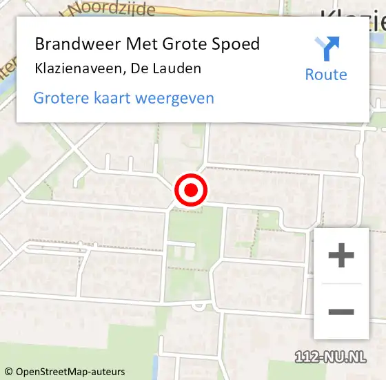 Locatie op kaart van de 112 melding: Brandweer Met Grote Spoed Naar Klazienaveen, De Lauden op 15 maart 2024 02:53