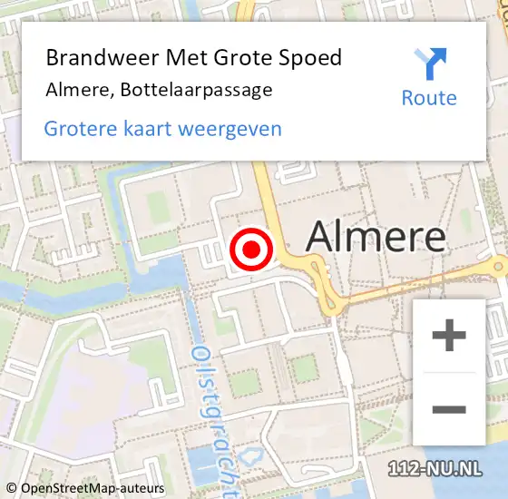 Locatie op kaart van de 112 melding: Brandweer Met Grote Spoed Naar Almere, Bottelaarpassage op 15 maart 2024 03:30