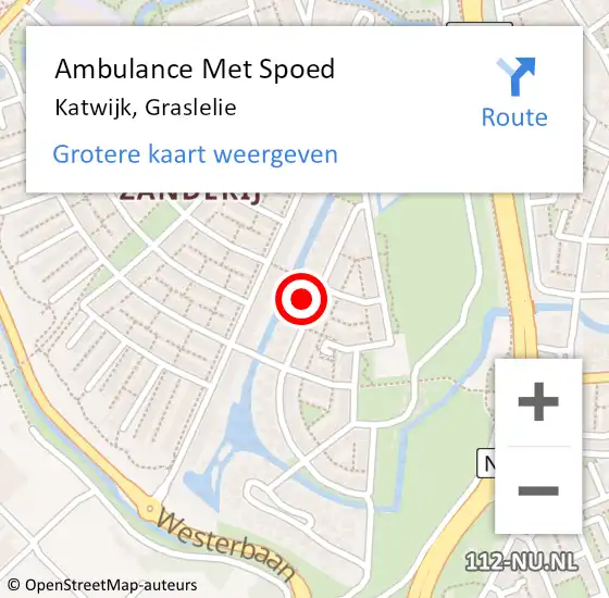 Locatie op kaart van de 112 melding: Ambulance Met Spoed Naar Katwijk, Graslelie op 15 maart 2024 03:32