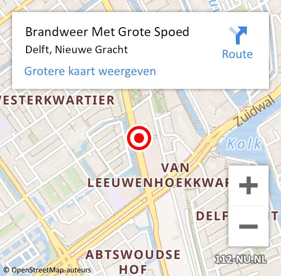 Locatie op kaart van de 112 melding: Brandweer Met Grote Spoed Naar Delft, Nieuwe Gracht op 15 maart 2024 04:25