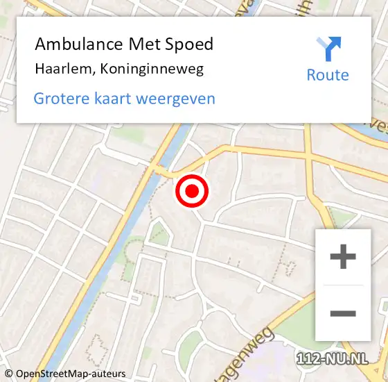 Locatie op kaart van de 112 melding: Ambulance Met Spoed Naar Haarlem, Koninginneweg op 15 maart 2024 04:58