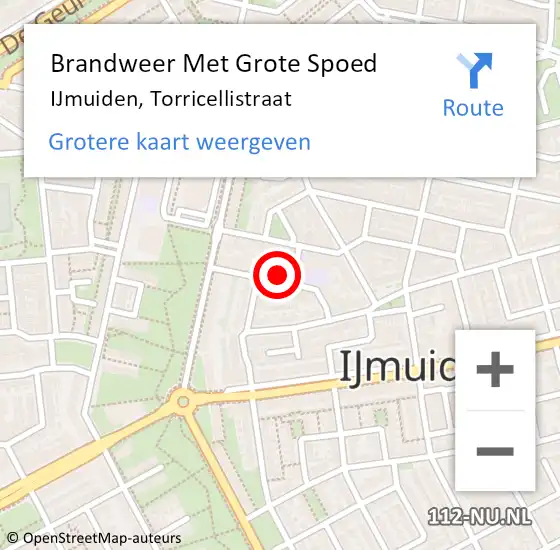 Locatie op kaart van de 112 melding: Brandweer Met Grote Spoed Naar IJmuiden, Torricellistraat op 15 maart 2024 05:13