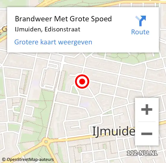 Locatie op kaart van de 112 melding: Brandweer Met Grote Spoed Naar IJmuiden, Edisonstraat op 15 maart 2024 05:30