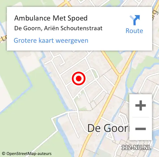 Locatie op kaart van de 112 melding: Ambulance Met Spoed Naar De Goorn, Ariën Schoutenstraat op 15 maart 2024 06:18
