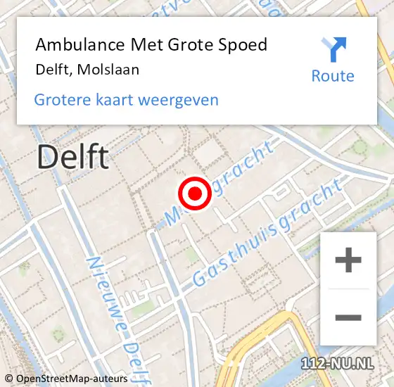 Locatie op kaart van de 112 melding: Ambulance Met Grote Spoed Naar Delft, Molslaan op 15 maart 2024 06:30