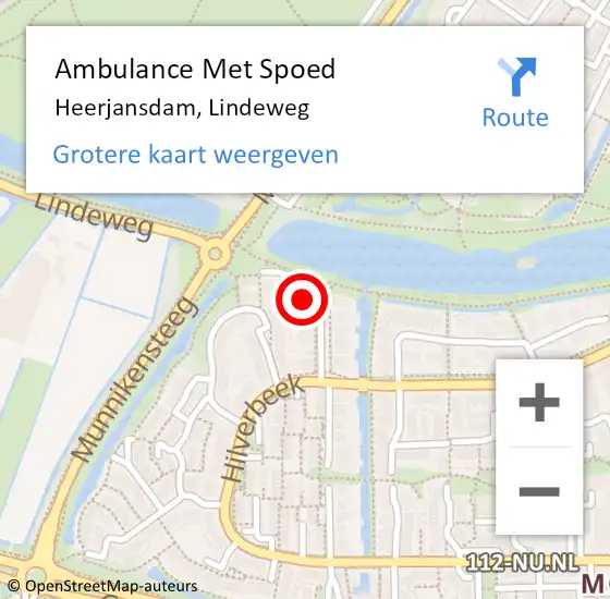 Locatie op kaart van de 112 melding: Ambulance Met Spoed Naar Heerjansdam, Lindeweg op 15 maart 2024 06:57