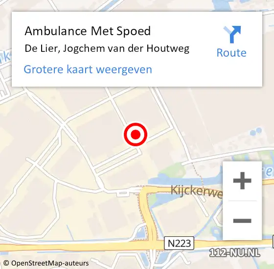 Locatie op kaart van de 112 melding: Ambulance Met Spoed Naar De Lier, Jogchem van der Houtweg op 15 maart 2024 07:10