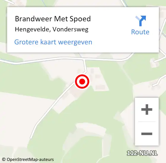 Locatie op kaart van de 112 melding: Brandweer Met Spoed Naar Hengevelde, Vondersweg op 15 maart 2024 07:15