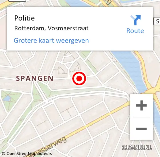 Locatie op kaart van de 112 melding: Politie Rotterdam, Vosmaerstraat op 15 maart 2024 08:05