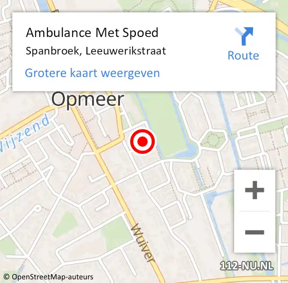 Locatie op kaart van de 112 melding: Ambulance Met Spoed Naar Spanbroek, Leeuwerikstraat op 15 maart 2024 08:21