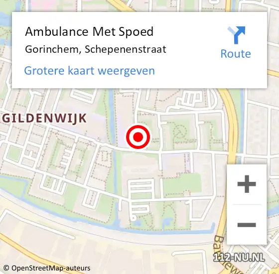 Locatie op kaart van de 112 melding: Ambulance Met Spoed Naar Gorinchem, Schepenenstraat op 15 maart 2024 08:25