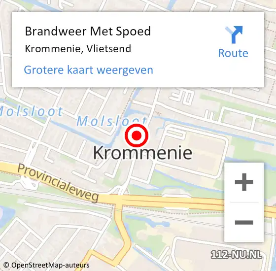 Locatie op kaart van de 112 melding: Brandweer Met Spoed Naar Krommenie, Vlietsend op 15 maart 2024 08:29