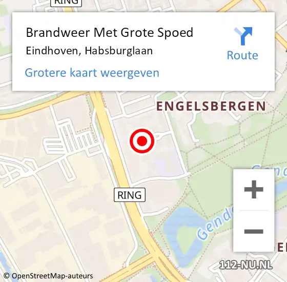 Locatie op kaart van de 112 melding: Brandweer Met Grote Spoed Naar Eindhoven, Habsburglaan op 15 maart 2024 08:52