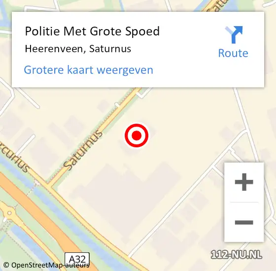 Locatie op kaart van de 112 melding: Politie Met Grote Spoed Naar Heerenveen, Saturnus op 15 maart 2024 08:58