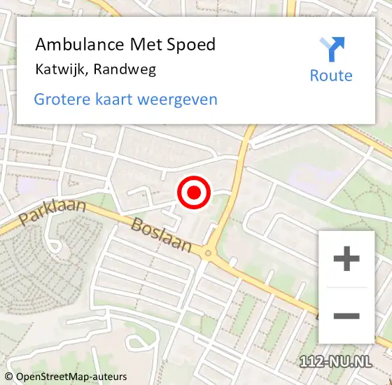 Locatie op kaart van de 112 melding: Ambulance Met Spoed Naar Katwijk, Randweg op 15 maart 2024 09:01