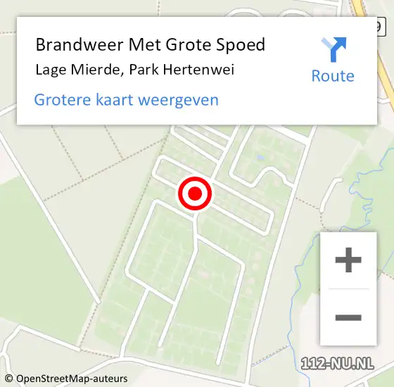 Locatie op kaart van de 112 melding: Brandweer Met Grote Spoed Naar Lage Mierde, Park Hertenwei op 15 maart 2024 09:08