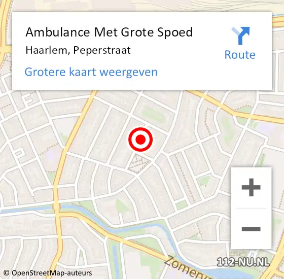 Locatie op kaart van de 112 melding: Ambulance Met Grote Spoed Naar Haarlem, Peperstraat op 15 maart 2024 09:10