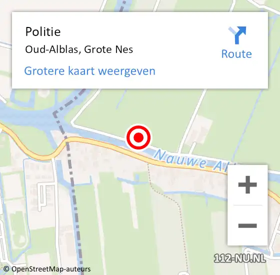 Locatie op kaart van de 112 melding: Politie Oud-Alblas, Grote Nes op 15 maart 2024 09:11