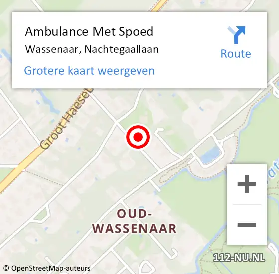 Locatie op kaart van de 112 melding: Ambulance Met Spoed Naar Wassenaar, Nachtegaallaan op 15 maart 2024 09:18