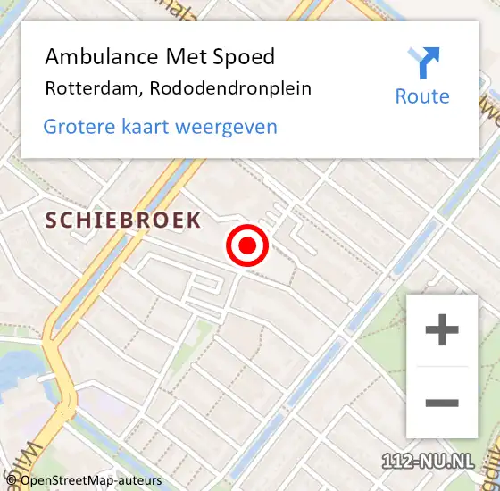 Locatie op kaart van de 112 melding: Ambulance Met Spoed Naar Rotterdam, Rododendronplein op 15 maart 2024 09:28