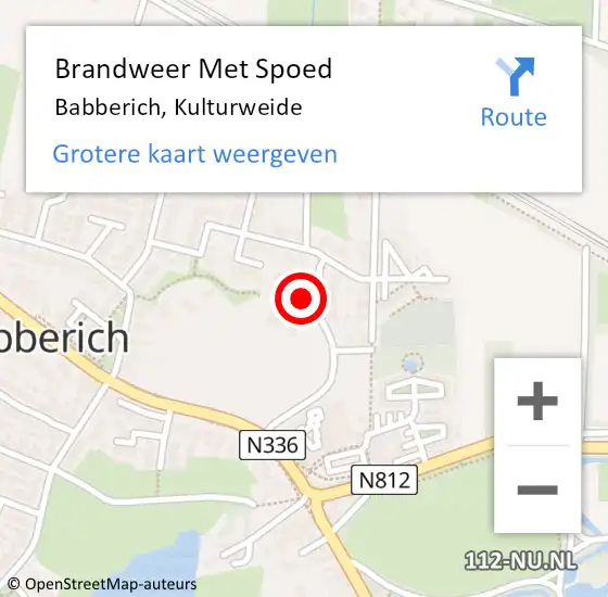 Locatie op kaart van de 112 melding: Brandweer Met Spoed Naar Babberich, Kulturweide op 15 maart 2024 09:44