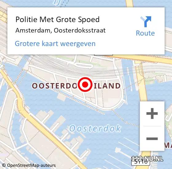 Locatie op kaart van de 112 melding: Politie Met Grote Spoed Naar Amsterdam, Oosterdoksstraat op 15 maart 2024 10:07