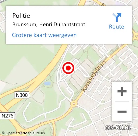 Locatie op kaart van de 112 melding: Politie Brunssum, Henri Dunantstraat op 15 maart 2024 10:09