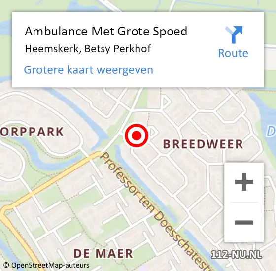 Locatie op kaart van de 112 melding: Ambulance Met Grote Spoed Naar Heemskerk, Betsy Perkhof op 15 maart 2024 10:10