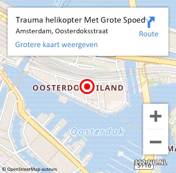 Locatie op kaart van de 112 melding: Trauma helikopter Met Grote Spoed Naar Amsterdam, Oosterdoksstraat op 15 maart 2024 10:12