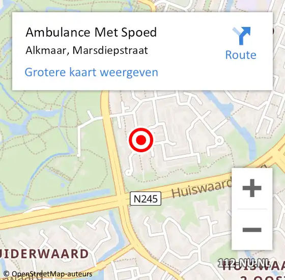 Locatie op kaart van de 112 melding: Ambulance Met Spoed Naar Alkmaar, Marsdiepstraat op 15 maart 2024 10:14