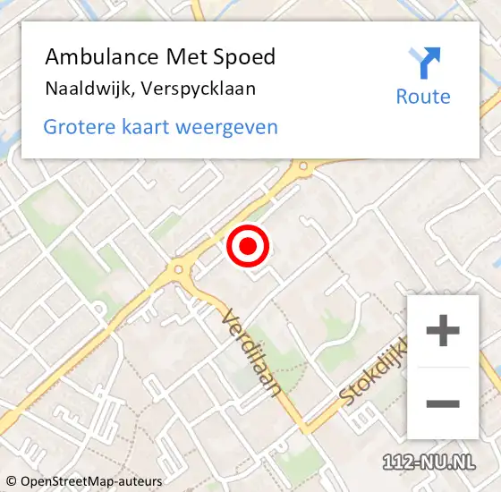 Locatie op kaart van de 112 melding: Ambulance Met Spoed Naar Naaldwijk, Verspycklaan op 15 maart 2024 10:36