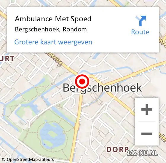 Locatie op kaart van de 112 melding: Ambulance Met Spoed Naar Bergschenhoek, Rondom op 15 maart 2024 10:46