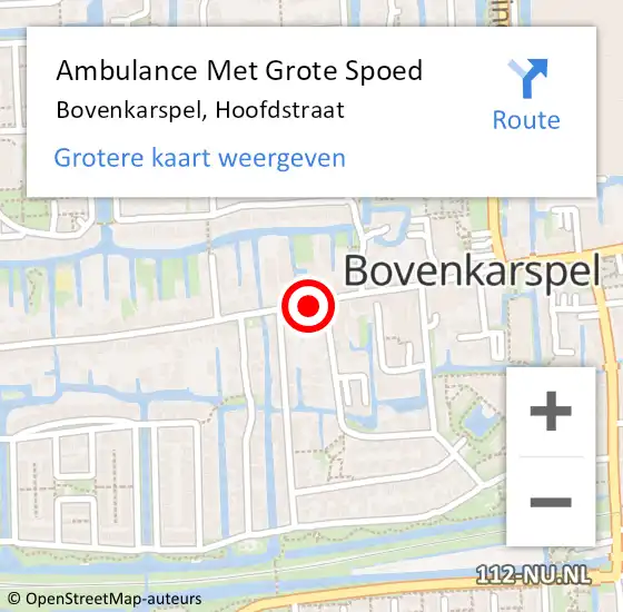 Locatie op kaart van de 112 melding: Ambulance Met Grote Spoed Naar Bovenkarspel, Hoofdstraat op 15 maart 2024 10:49