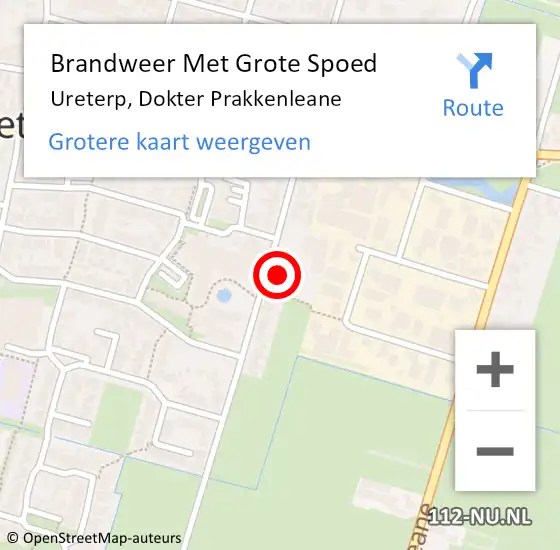 Locatie op kaart van de 112 melding: Brandweer Met Grote Spoed Naar Ureterp, Dokter Prakkenleane op 15 maart 2024 11:28