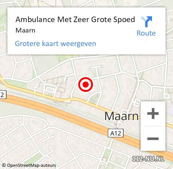 Locatie op kaart van de 112 melding: Ambulance Met Zeer Grote Spoed Naar Maarn op 15 maart 2024 11:40